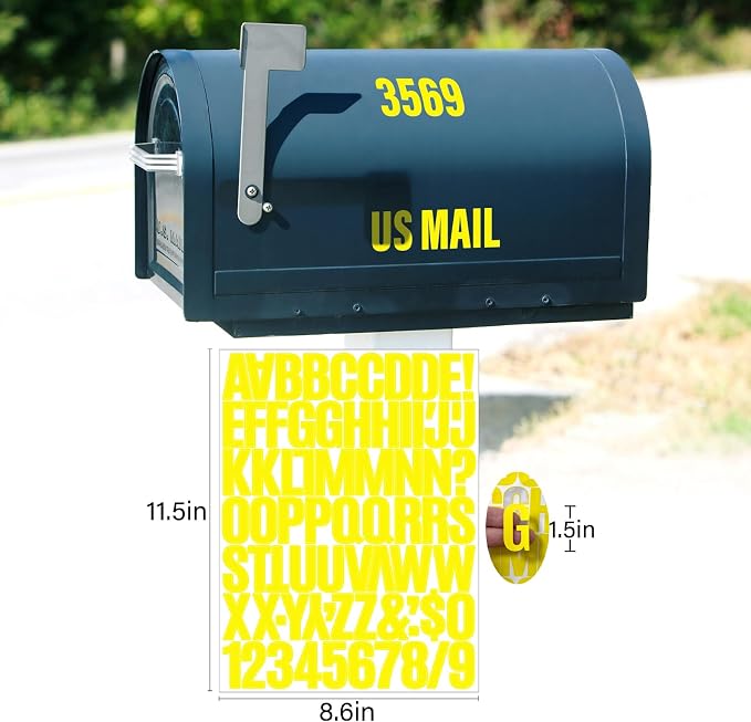 Letter Stickers, Mailbox Numbers, 1.5 Inch Waterproof Vinyl Alphabet | 1 1/2