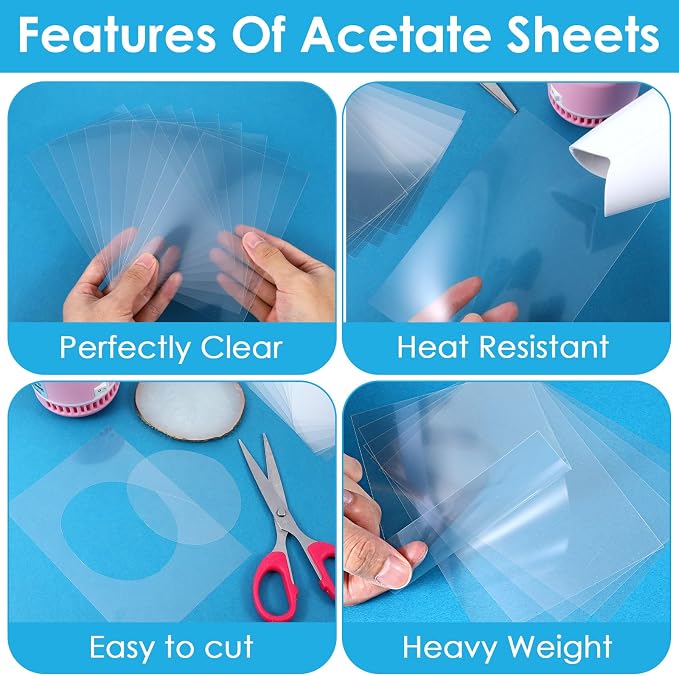 50Pcs Heat Resistant Clear Acetate Sheets, 4.3x6.3 Inch Acetate Sheets