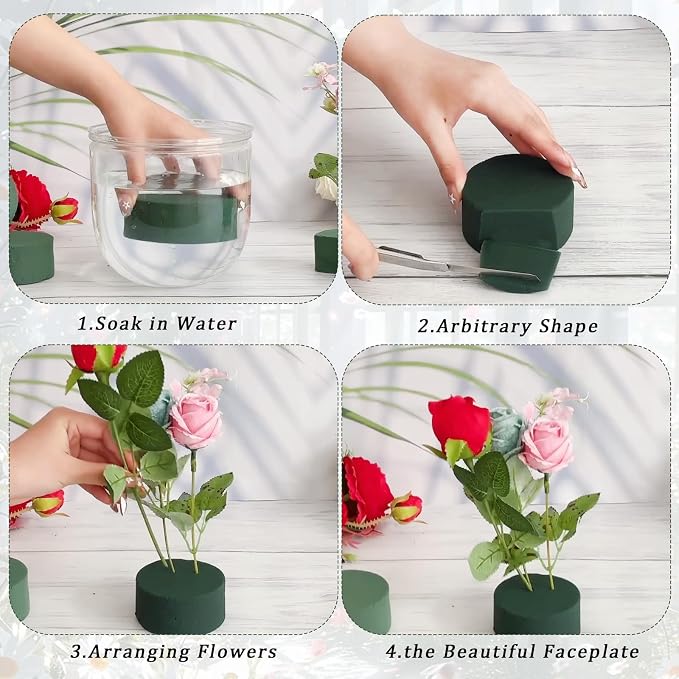 6 Pcs Round Floral Foam Blocks, Artificial Fresh Flower Plant Arrangements Foam