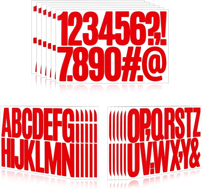 Letter Stickers, Mailbox Numbers, 3 Inch Waterproof Vinyl Alphabet | 3 Inch Red