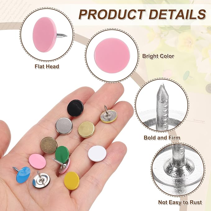 uxcell 150Pcs Upholstery Tacks, 11mmx10mm Flat Head Thumb Tack Decorative