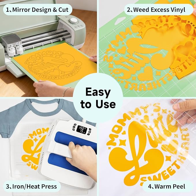 TECKWRAP Heat Transfer Vinyl for T-Shirts, 50+ Washes, REACH Certified & Dryer