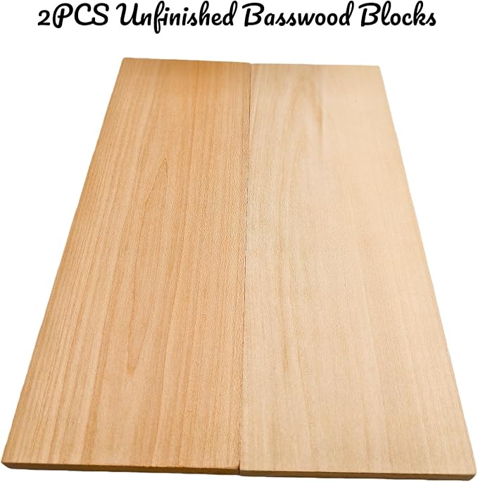 2PCS Unfinished Basswood Blocks