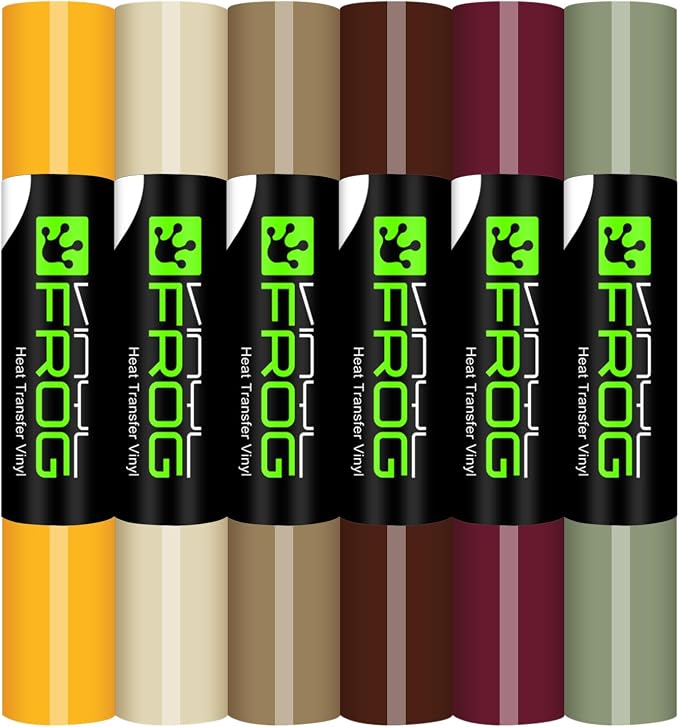 VINYL FROG HTV Vinyl Bundle 6 Pack 12"x3ft Heat Transfer Vinyl