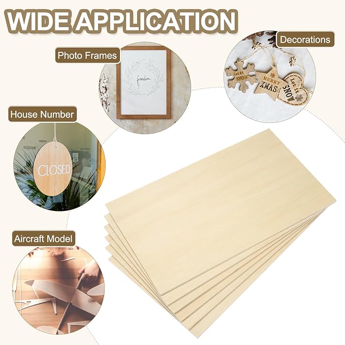PATIKIL 12x20x1/4 Basswood Sheets