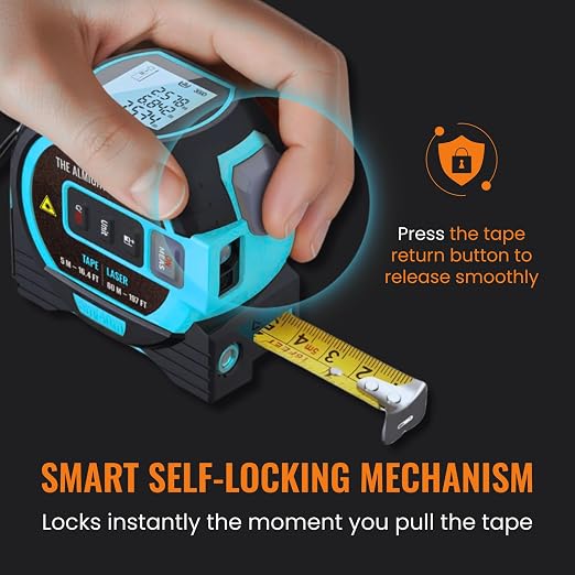 The Almighty Ruler Laser Tape Measure | Laser Distance Measurer, Heavy-Duty Tool