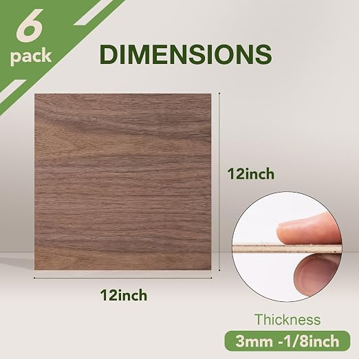 6 Pack Walnut Plywood Sheets, 3mm Plywood