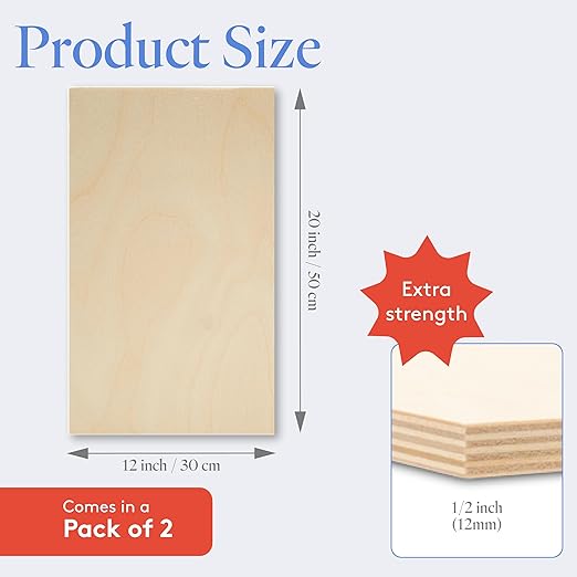 Baltic Birch Plywood 12 x 20 x 1/2 Inch - 12 mm Craft Wood