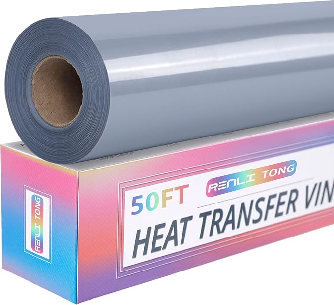 RENLITONG Silver Iron on Vinyl 12Inch by 50ft Roll Heat Transfer Vinyl