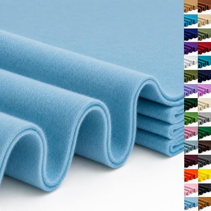 Baby Blue Large Felt Fabric 36" x 36", 1.4 mm Soft Felt Sheet, Nonwoven Fabric