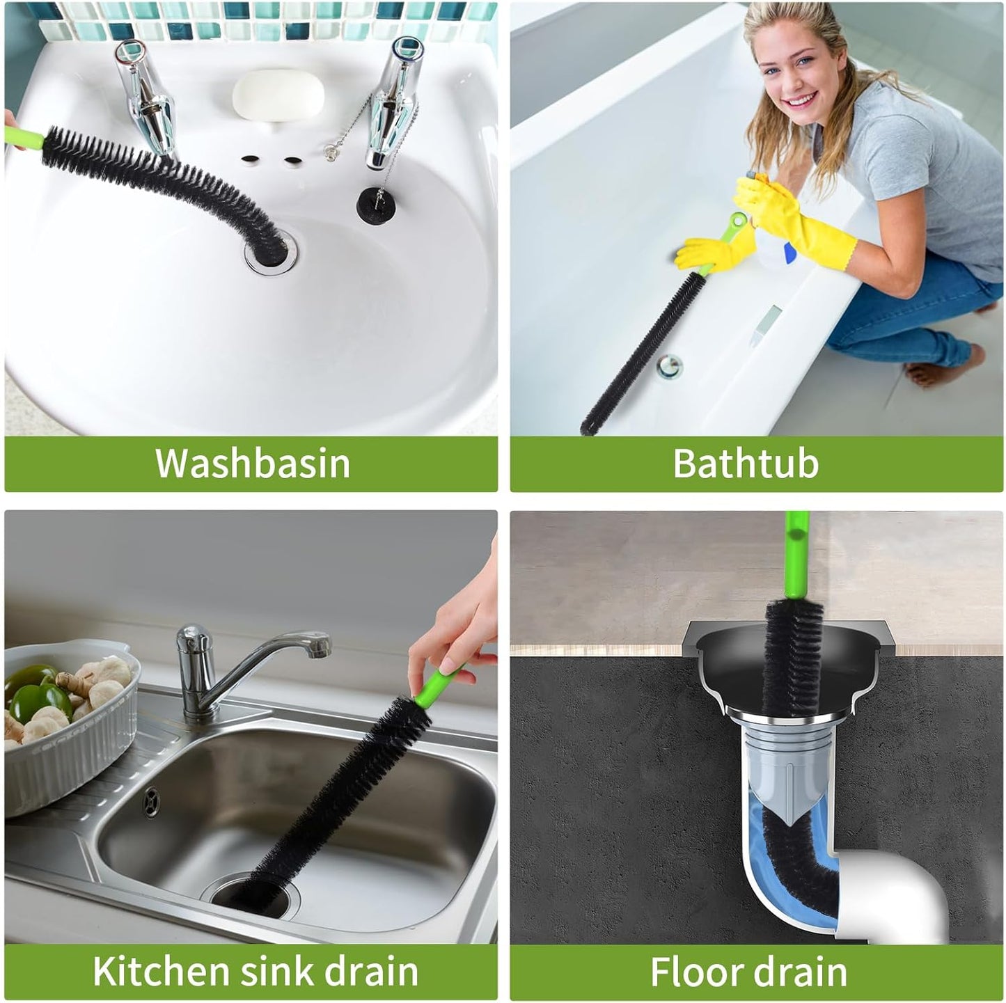 17” Pipe Cleaner, Cleaning Brush, Shower Cleaner Brush, Sink Drain Cleaner, Shower Drain Cleaner, Shower Brush For Cleaning, Dryer Vent Brush, Long Bottle Brush, Hair Drain Clog Remover, Bathtub Brush