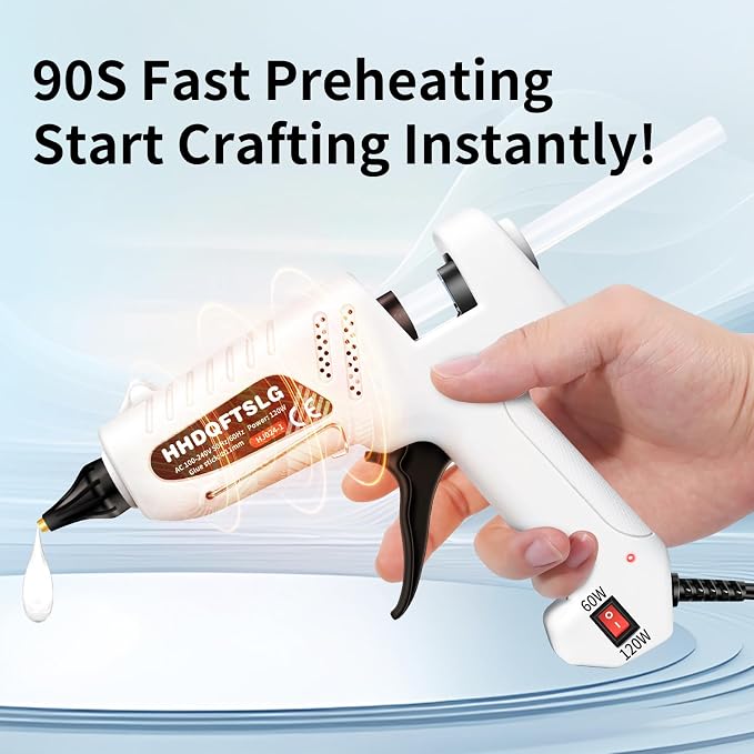 60/120W Full Size Hot Glue Gun Kit, Dual Power Glue Gun