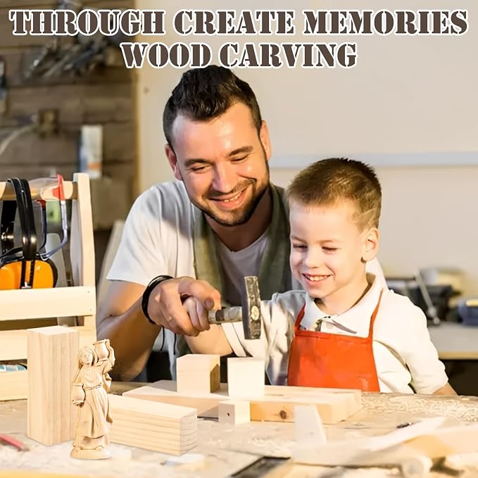 SHUESS 12 Pcs Wood Blocks, 5.9 X 2 X 2 Inch Unfinished Wood Crafts, Wood