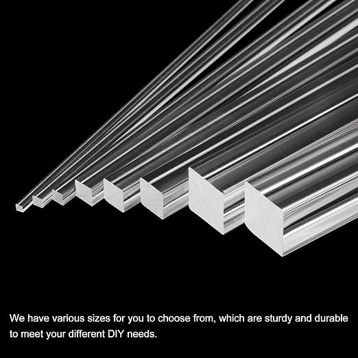 MECCANIXITY 15pcs Acrylic Square Rods 1/8" x 16" Clear Acrylic Dowel Rods
