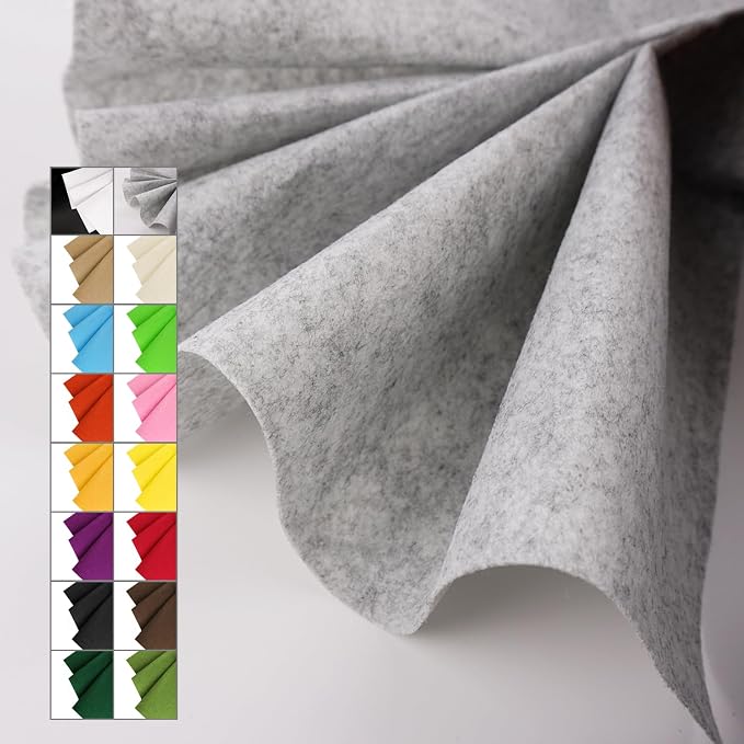 IONTACH 36" X 36" Grey Stiff Felt Fabric 1.2mm Thick | Felt Sheet