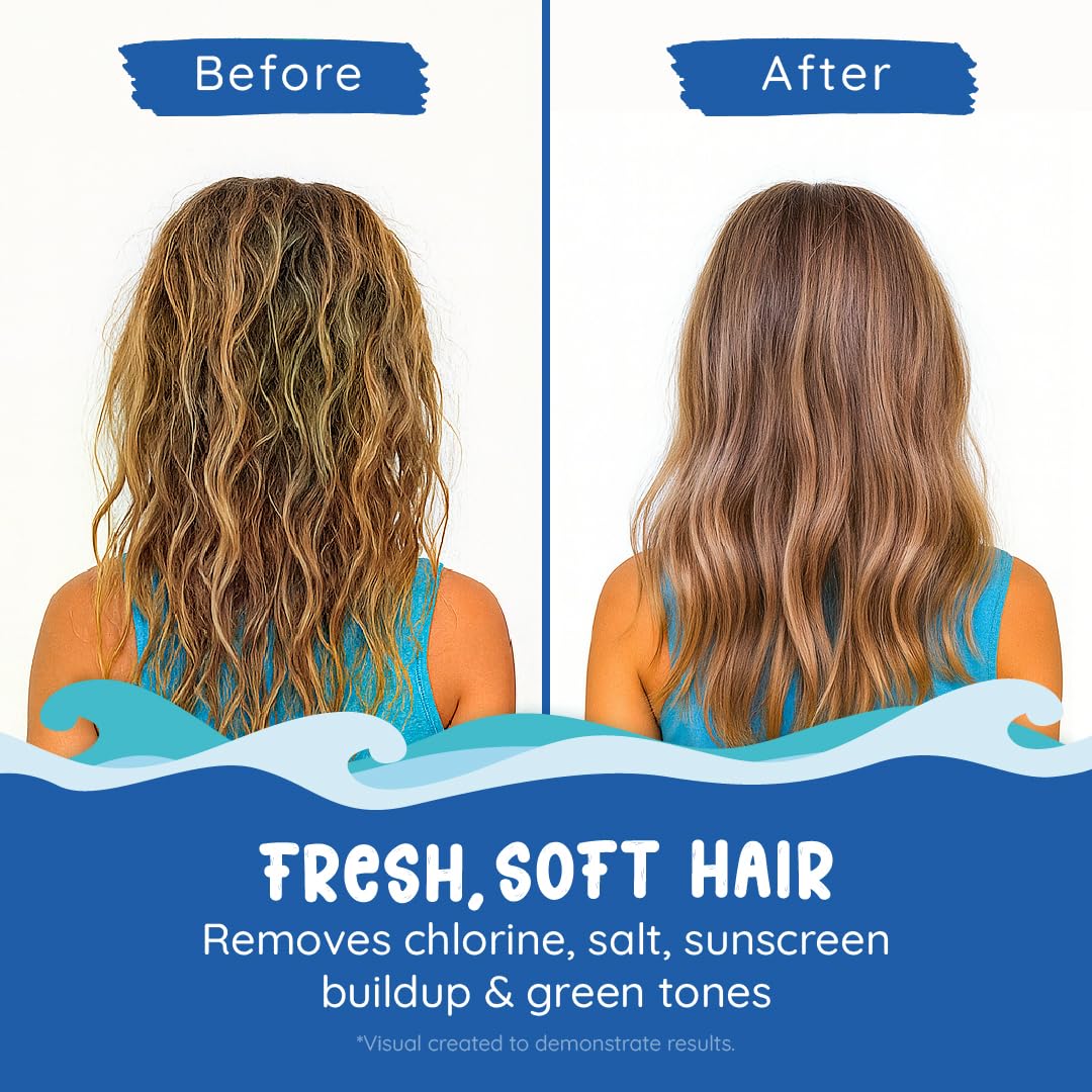 Fresh Monster Swim Shampoo for Kids – Clarifying Shampoo for Chlorine & Salt Water Removal – Tear-Free, Sulfate-Free, Gentle Post-Swim Hair Wash for Swimmers, 8.5 oz