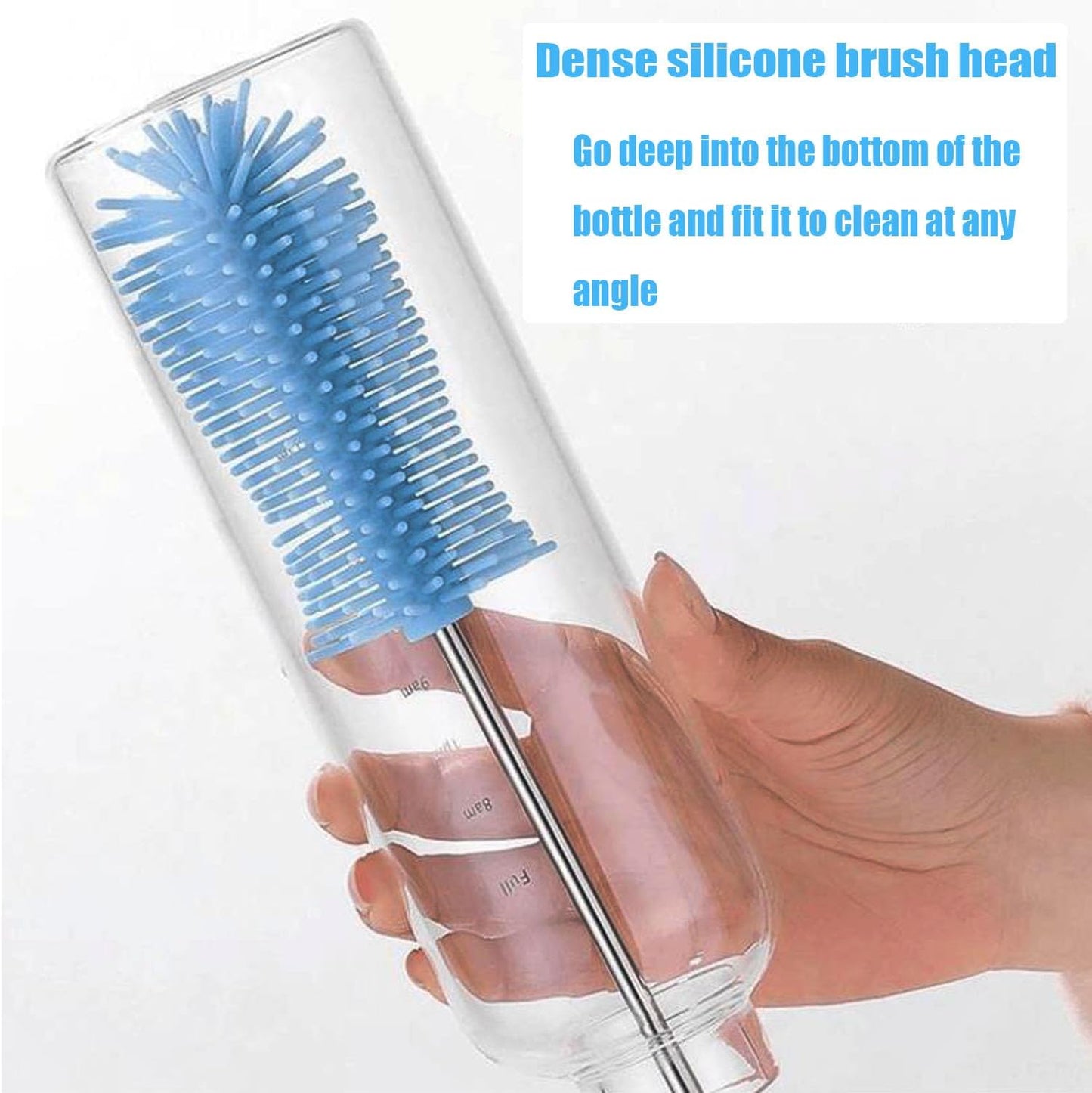 Silicone Bottle Brush Semi-Automatic Bottle Cleaner Brush for Baby, Sports, Vase, Glassware, and Smaller Diameter Openings
