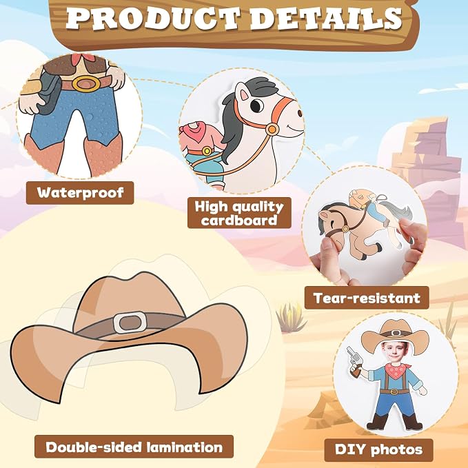 60pcs Western Theme DIY Cutouts Cowboy Cowgirl Hat Bulletin Board Decoration