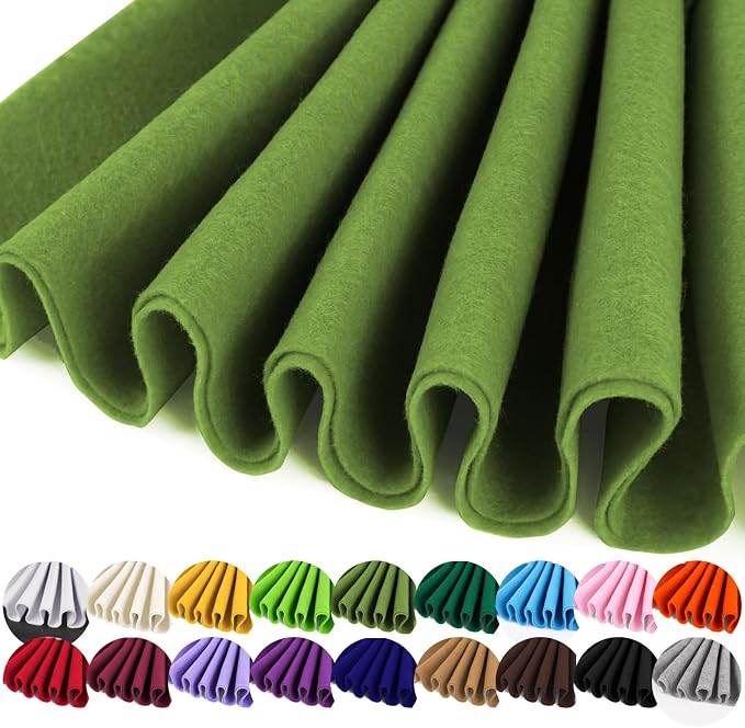 IONTACH 36" X 36" Moss Green Soft Felt Fabric 1.6mm Thick | Felt Sheets