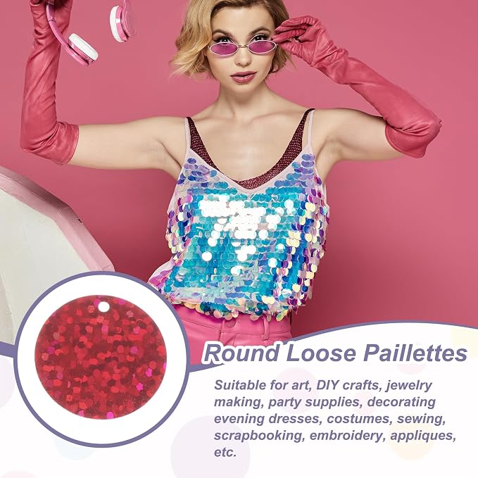 MECCANIXITY 700 Pcs Flat Round Sequins 15mm/0.6 Inch Loose Paillettes Craft