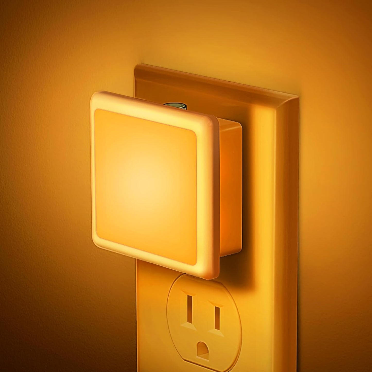 JandCase Amber Night Light[2 Pack], Night Lights Plug into Wall, LED Plug in Nightlight with Dusk-to-Dawn Sensor, 0.3W Dim Night Light for Sleep, Bedroom, Bathroom, Hallway, Non-dimmable