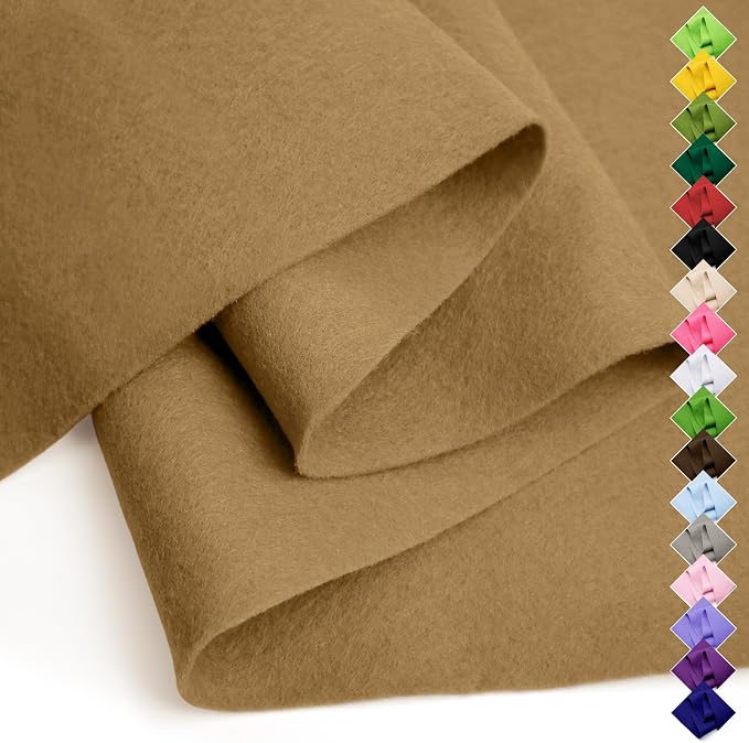 Soft Felt Fabric Sheet 18" x 36", 1.6mm Acrylic Craft Felt, Tan | Soft Thick