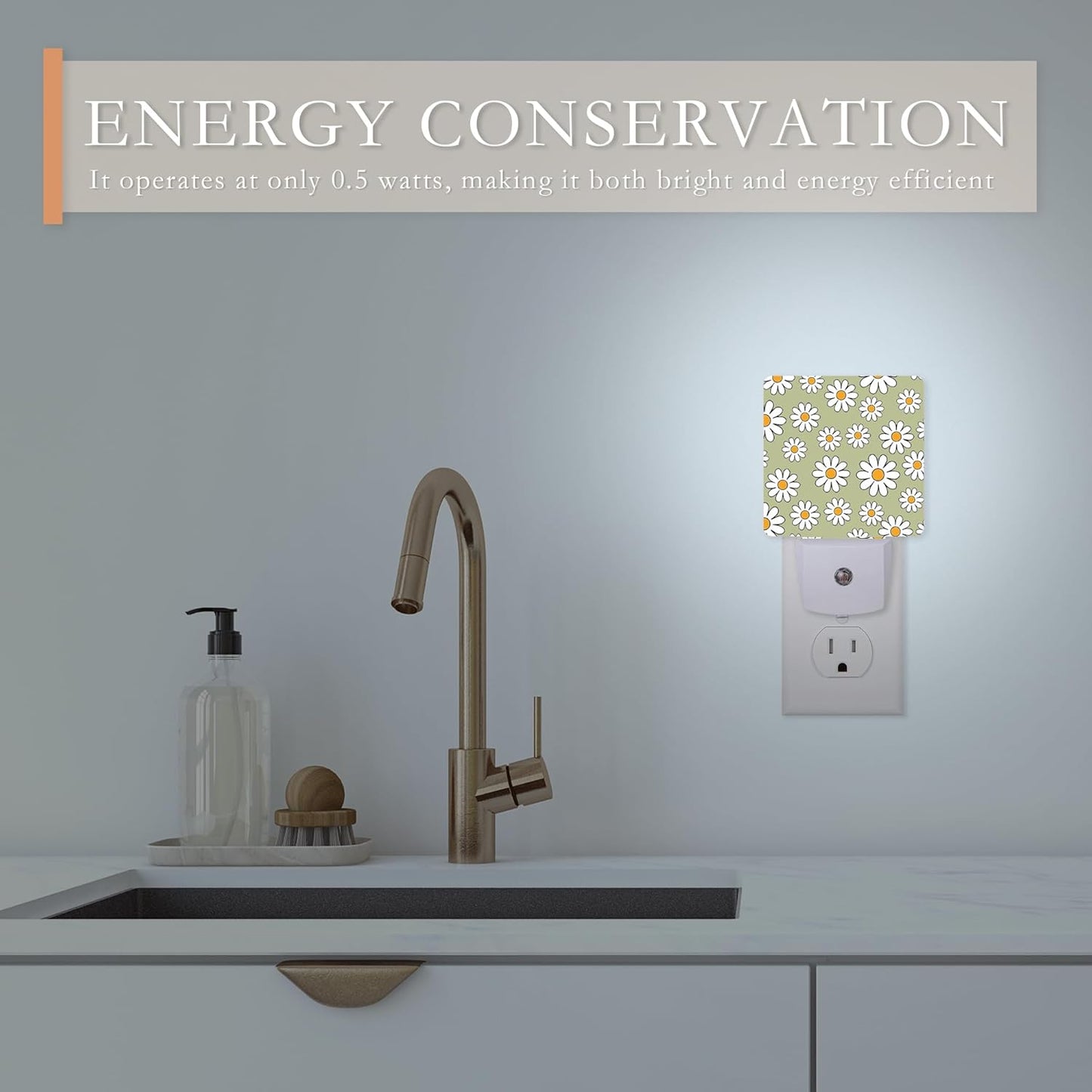 Night Light Plug into Wall,Vintage Daisy Night Light with Dusk to Dawn Sensor Night Light for Kid Girls Boys Women Men Room Decor, Hallway, Kitchen, Bathroom, Nursery, Stairs