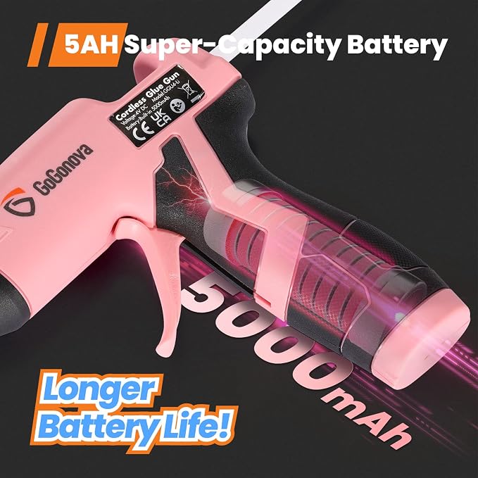 Cordless Hot Glue Gun, GoGonova 15s Fast Preheating 5Ah Built-in Battery Hot