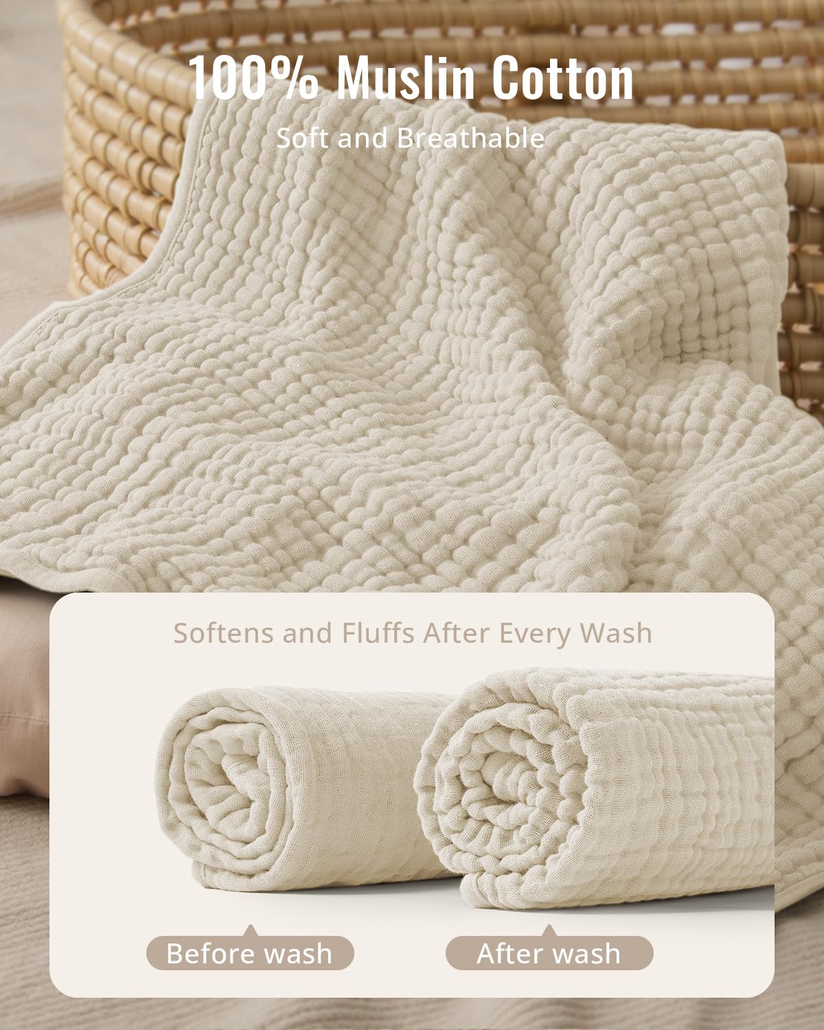 Blissful Diary Muslin Baby Hooded Towel 2 Pack, Soft & Absorbent Bath Towel for Infant, Toddler, Unisex, Baby Gift, Newborn Essentials, Bear & Lamb