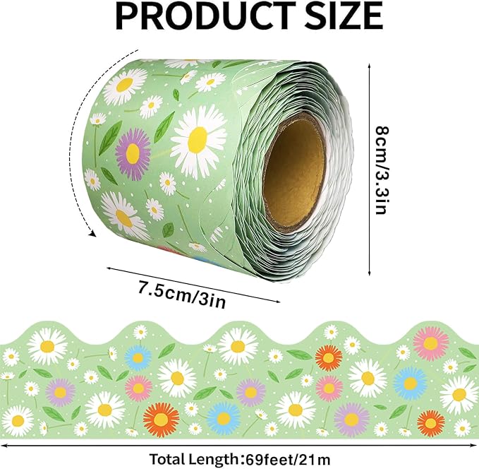 69 Feet Daisy Bulletin Board Borders Spring Floral Border Green Flowers
