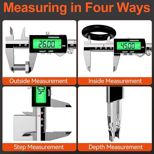 Preciva Backlight Digital Caliper, 6inch IP54 Waterproof Rechargeable
