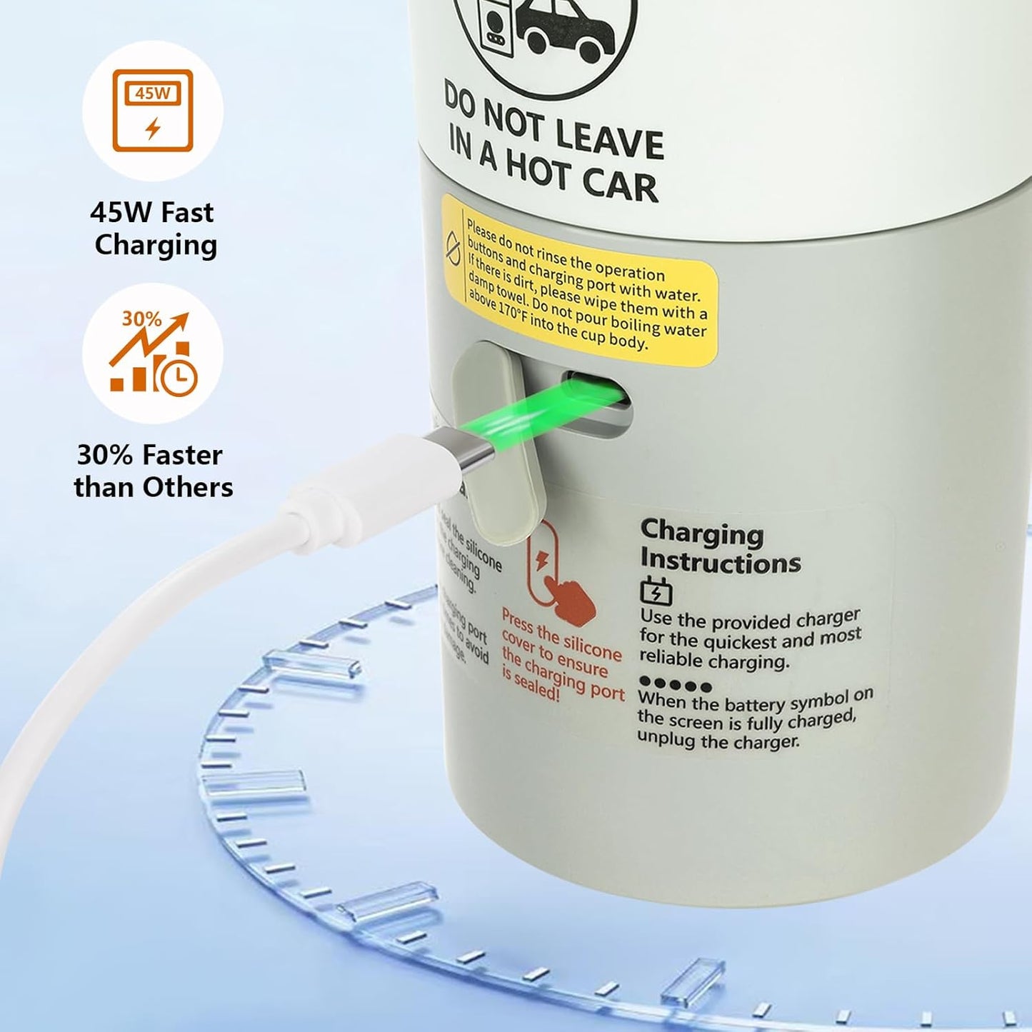 Portable Bottle Warmer for Travel – 15oz 316 Stainless Steel, 16000mAh Battery, Fast Heating & Precise Temp Control, Car Cup Fit, Long Battery Life, Perfect for Outdoor or On-The-Go Moms