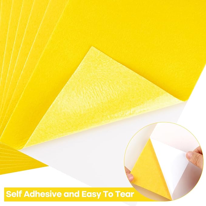 CHRORINE 10 Pcs Yellow Felt Fabric Sheets Self Adhesive Felt Sheets 8 x 12