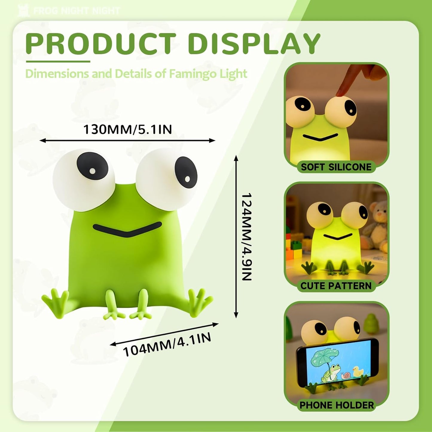Frog Night Light for Kids, Dimmable Silicone Night Light for Nursery,Frog Lamp Suitable for Boys and Girls Room Decor
