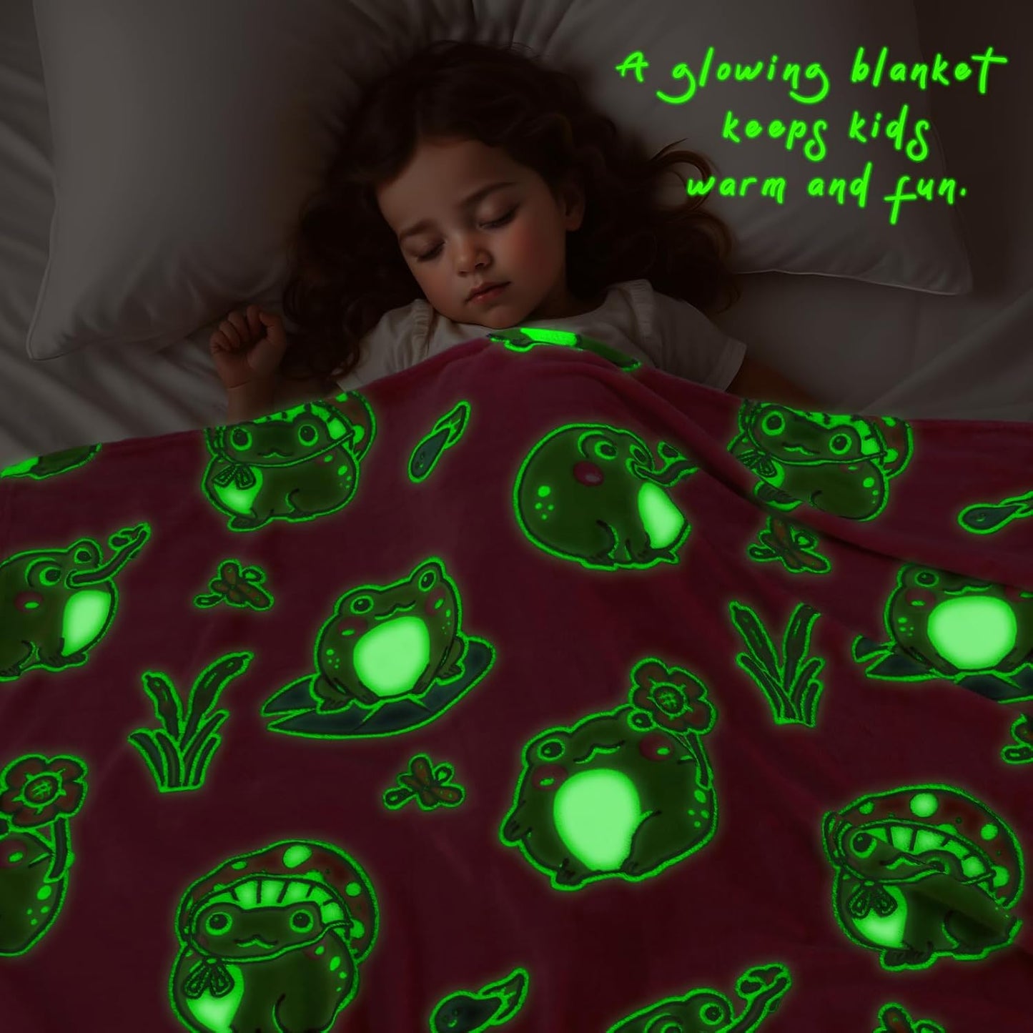 Frog Gifts for Women Girls - Glow in The Dark Blanket Frogs for Kids Cute Blankets for Women Girls Frog Decor Stuff 40"x50"