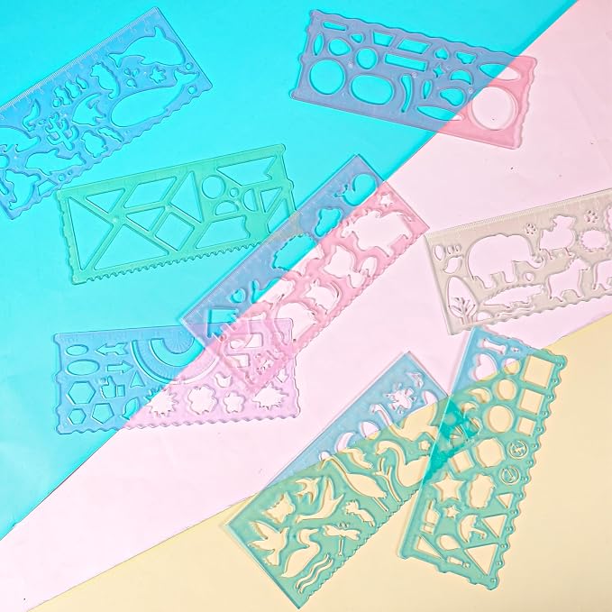 8PCS Drawing Stencils Set for Kids, Animal-Shaped Stencils Template Plastic