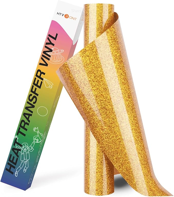 HTVRONT Gold Glitter HTV Heat Transfer Vinyl Rolls