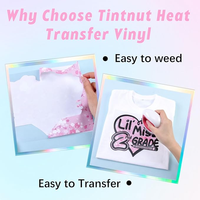 Tintnut Pink White Splash Heat Transfer Vinyl, stretch washable, works