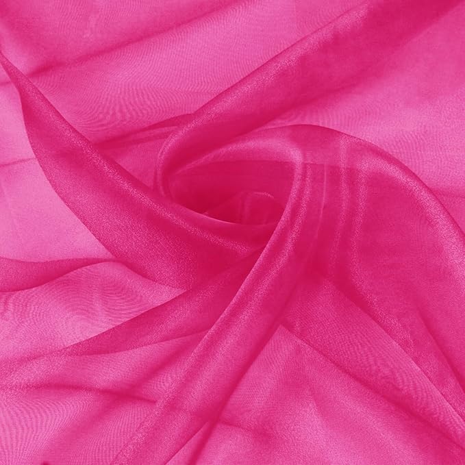 VACVELT Hot Pink Sheer Organza Fabric by The Yard 60" Wide | Semi-Transparent