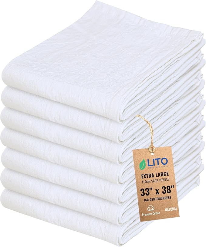 Flour Sack Towels | Tea Towel for Crafts| Kitchen Dish Cotton Blank Towel for