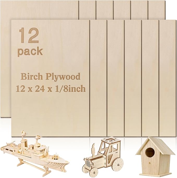 12 Pcs Baltic Birch Plywood, School DIY Projects, CNC Cutting, and Wood Burning