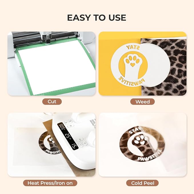 HTVRONT Leopard Heat Transfer Vinyl, 12in x 8ft Leopard Printed Iron on Vinyl