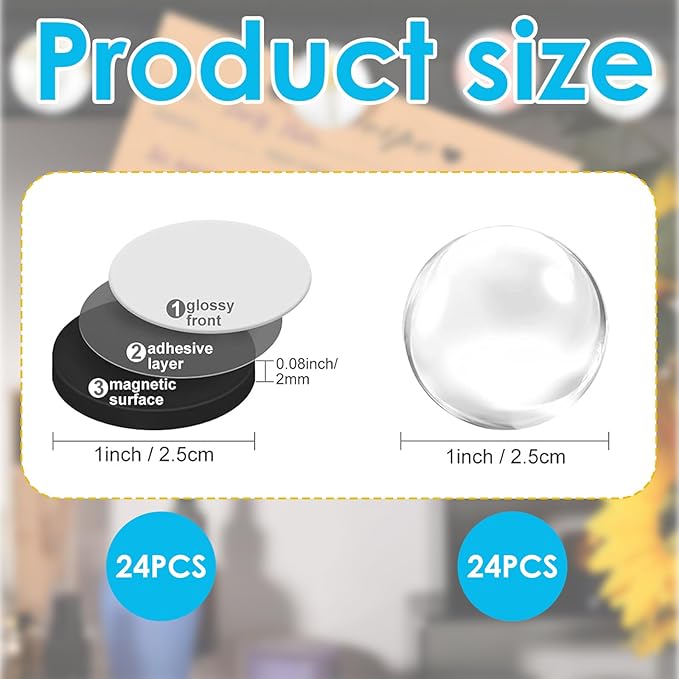 48Pcs Transparent Glass CabochonsMagnets