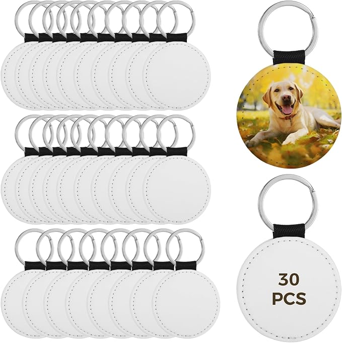 Homaisson Sublimation Keychain Blanks, Double-Sided PU Leather Keychains