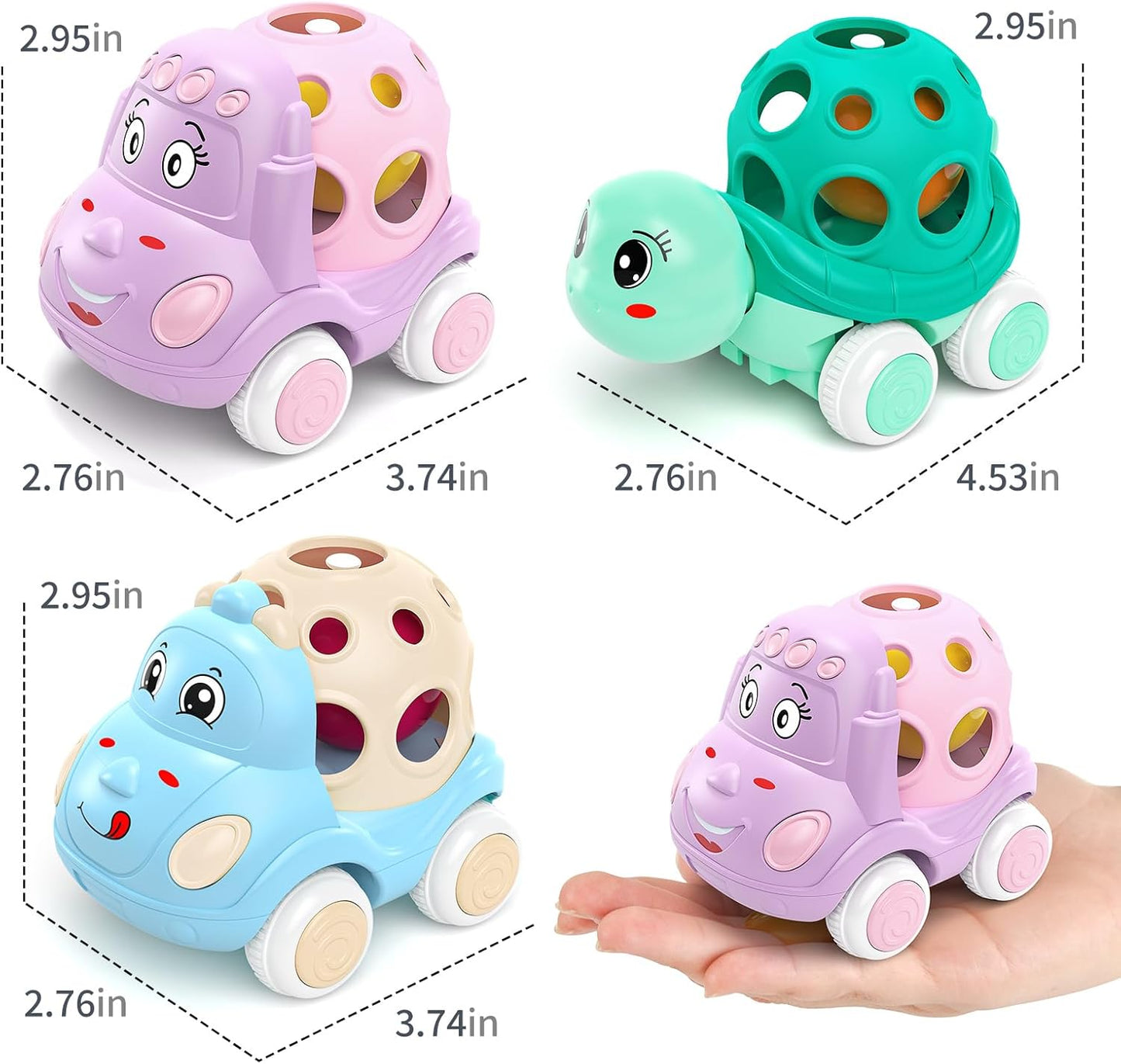 Toy Cars for Toddler Girl Push and Go Rattle Car, Toddlers Push Cars Play Car Toys, Rattles Noisy Cars Trucks Active Girl Toys Brithday