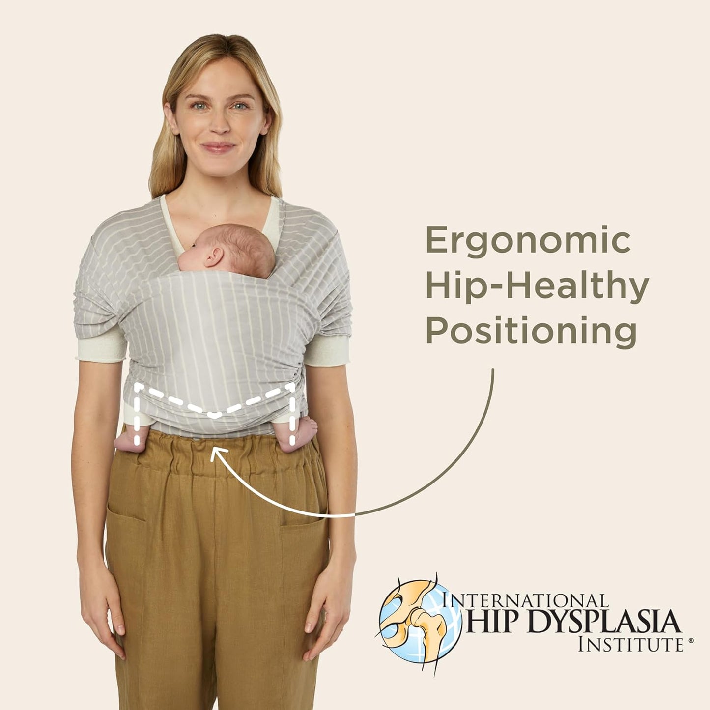 Ergobaby Sustainable Knit Aura Baby Carrier Wrap for Newborn to Toddler (8-25 lbs) - Comfortable, Ergonomic, & Ultra-Soft Newborn Wrap Carrier - One Size Fits Most - Rayon, Cream