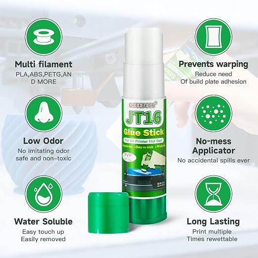 3D Printer Glue Stick 6 Pack, Perfect First Layer Adhesion, Prevents Warping on