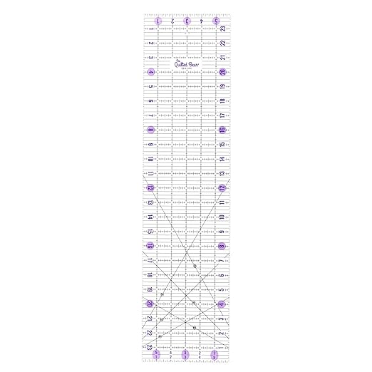 The Quilted Bear Rectangular Acrylic Quilting Ruler, Precise Bold Lines