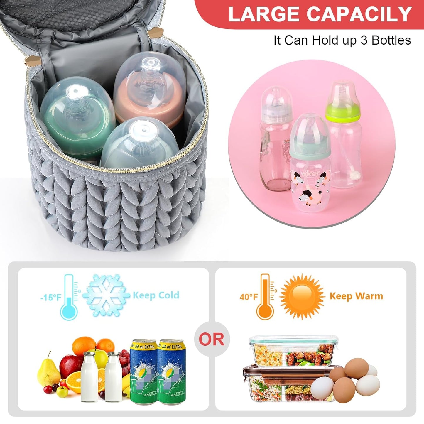 Accmor Breastmilk Cooler Bag, Insulated Baby Bottle Cooler Tote Bags for Nursing Mom Daycare