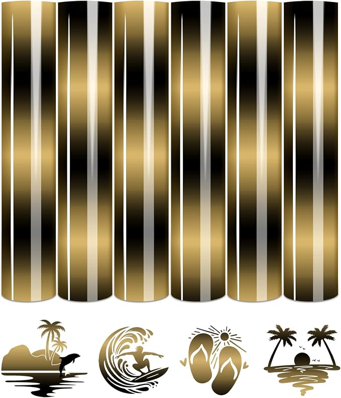 Tintnut Yellow Black Gradient Heat Transfer Vinyl, Ombre pattern, PU HTV Sheets